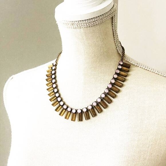 J. Crew Pink & Brass Collar Statement Necklace - Picture 1 of 6